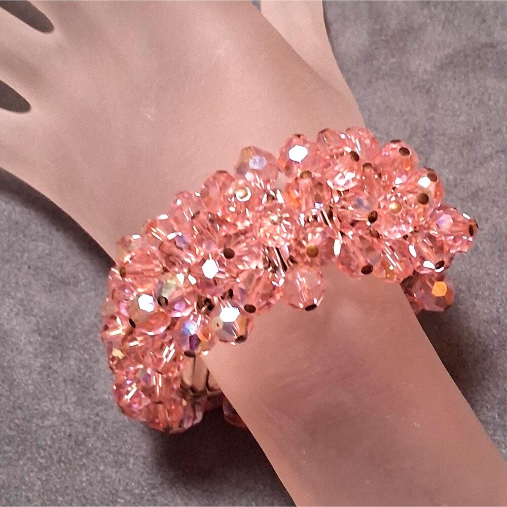 Pink AB Crystals Expansion Bracelet Cha Cha Dangles